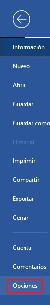 Configuraciones de opciones de documento de Word