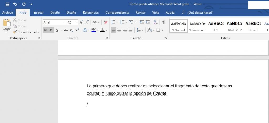 Mostrar texto oculto en documento Word