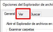 Seleccina la pestaña ver en las opciones del explorador de windows