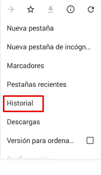 Toca historial en cómo borrar las páginas más visitadas de la app de Chrome para Android