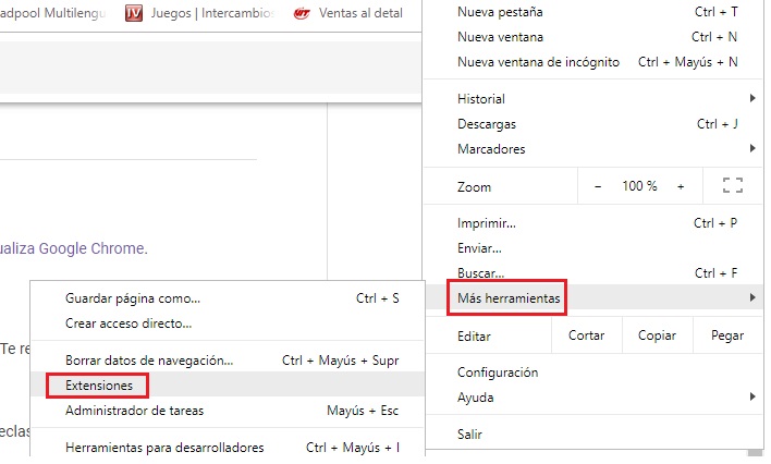 Configuración de herramientas y extensiones en Google Chrome