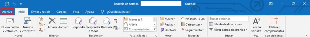 Configuración de archivos en Outlook de Windows 10