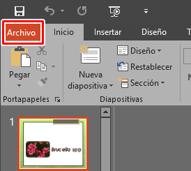 Haz clic en la pestaña archivo de power point