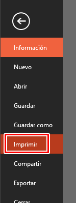 Clic en imprimir en Power Point