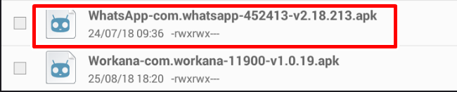 Toca el apk de Whatsapp para instalar