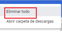 Opción eliminar todo el historial en Google Chrome