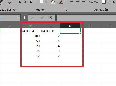 Llenar datos en la hoja de cálculos de Excel