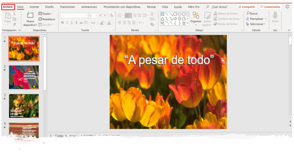 Establecer configuraciones de archivo de PowerPoint