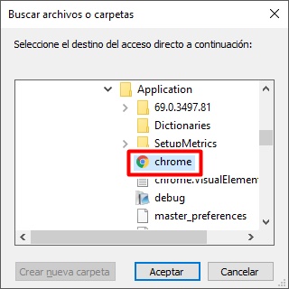 Encuentra la ubicación de google chrome