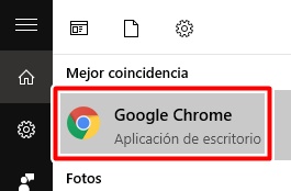 Selecciona el ícono de Google chrome