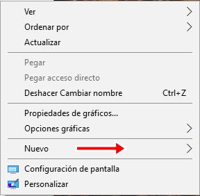 Haz clic derecho en cualquier parte del escritorio y selecciona nuevo