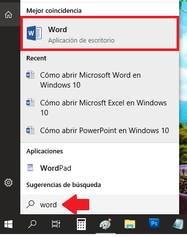 Escribiendo la palabra Word