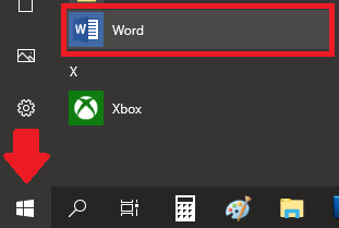 Buscando el icono de Word