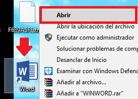 Abriendo Word desde el escritorio de Windows 10