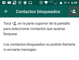 icono de añadir contacto para bloquear en WhatsApp