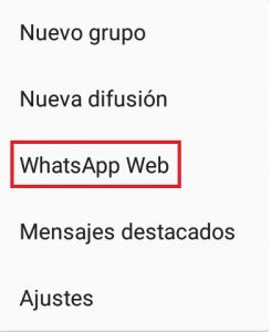 opción WhatsApp Web 