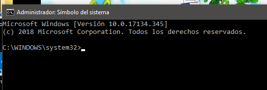Ventana de símbolo de sistema en Windows 10