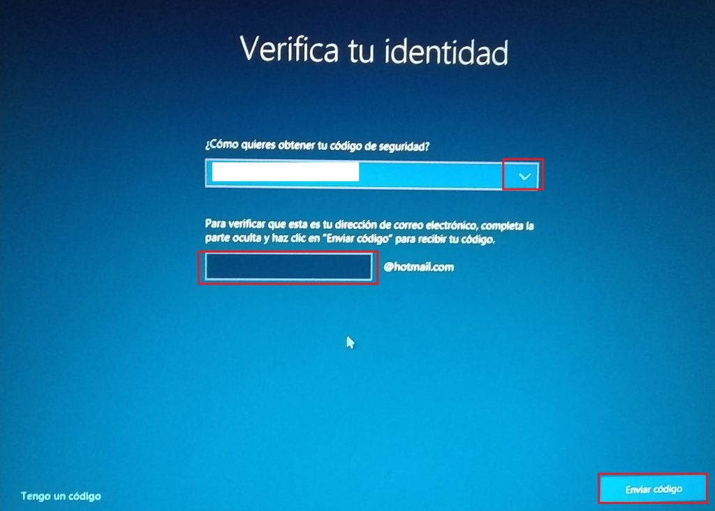 Verifica tu identidad con el envío del código