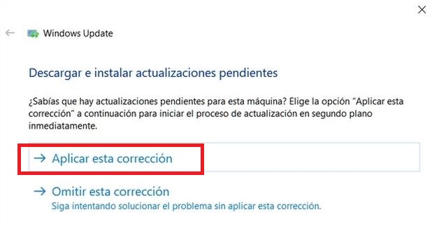 Aplicar correcciones y Actualizar Windows Update