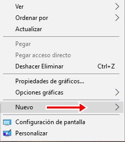 Clic derecho sobre el escritorio y selecciona nuevo