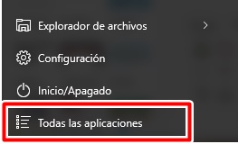 Seleccona el menú todas las aplicaciones en inicio