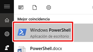 Selecciona Windows powershell para abrir el procesador