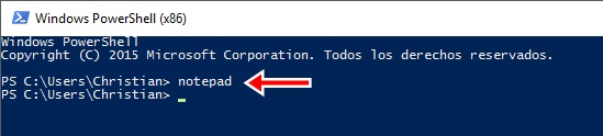 Escribe notepad y pulsa enter para abrir el bloc de notas