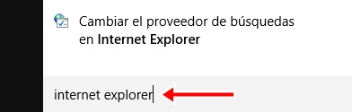 Escribe internet explorer en Búsqueda de Windows