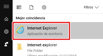Selecciona el icono de internet explorer para abrirlo