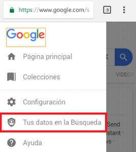 Opción tus datos en la búsqueda de Google