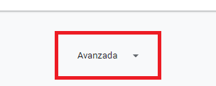 Opción avanzada del navegador de Chrome