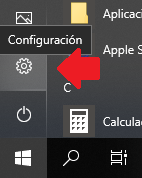 Opción de configuración en Windows 10