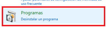 Opción de programas en Windows 10