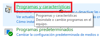 alternativa de programas y características en Windows 10