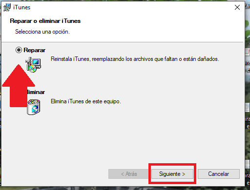 botón de siguiente en Windows 10