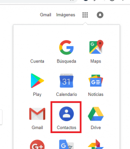 opción de contactos en Google Chrome