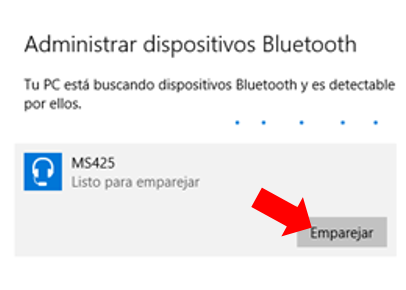 botón de emparejar Bluetooth en Windows 10