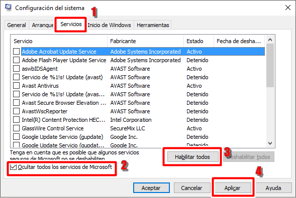 Deshabilita los procesos innecesarios de Windows