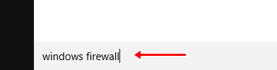 Escribe windows firewall en la barra de búsqueda de windows