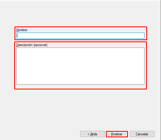 Escribe el nombre y la descripción de la regla