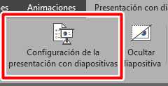 Ve a la opción configuracion de la presentación con diapositivas en powerpoint