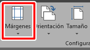 Haz clic en la opción márgenes de Word