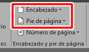 Selecciona encabezado o pie de página en Word