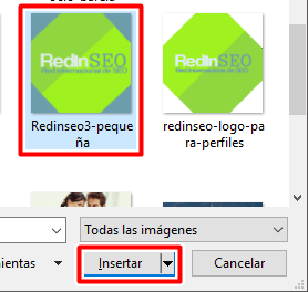 Selecciona la imagen que quieres para el encabezado o pie de página en Word