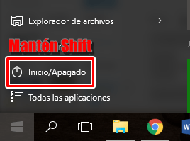 apaga el equipo mientras presionas la tecla Shift para evitar que reabra las apps