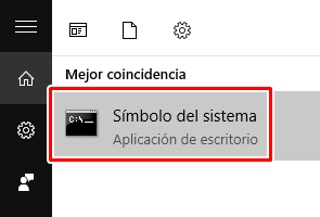 Abre símbolos del sistema para introducir un comando