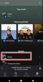 selecciona el perfil del artista en Spotify