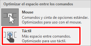 Activa el modo táctil en Word