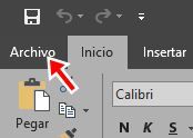 Haz clic en la pestaña archivo de Excel