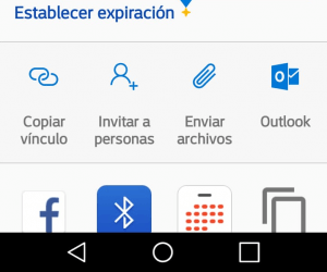 Opciones para compartir archivos de OneDrive desde Android